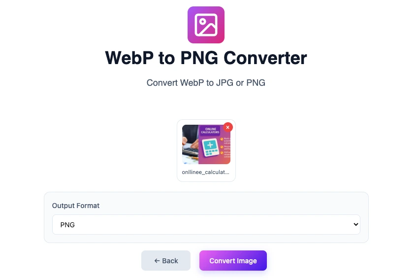 Online WebP to PNG converter