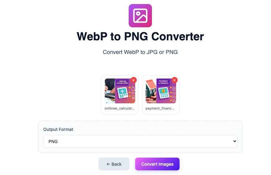 Online WebP to PNG converter