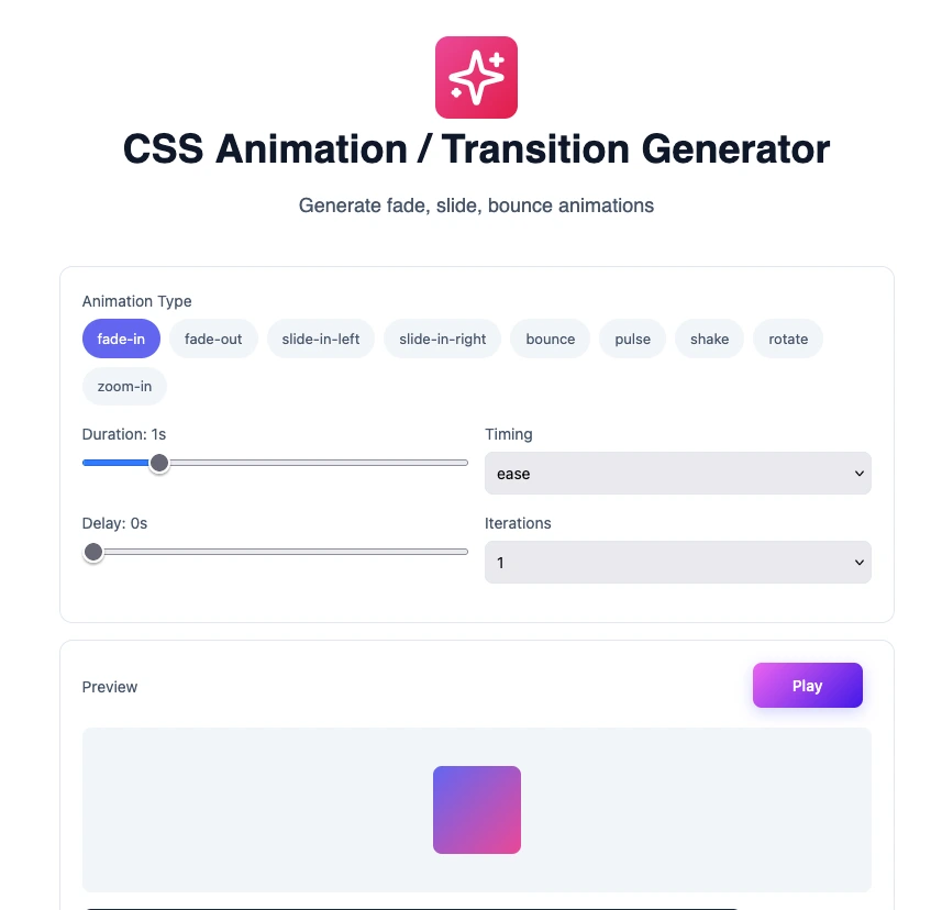 css transition generator