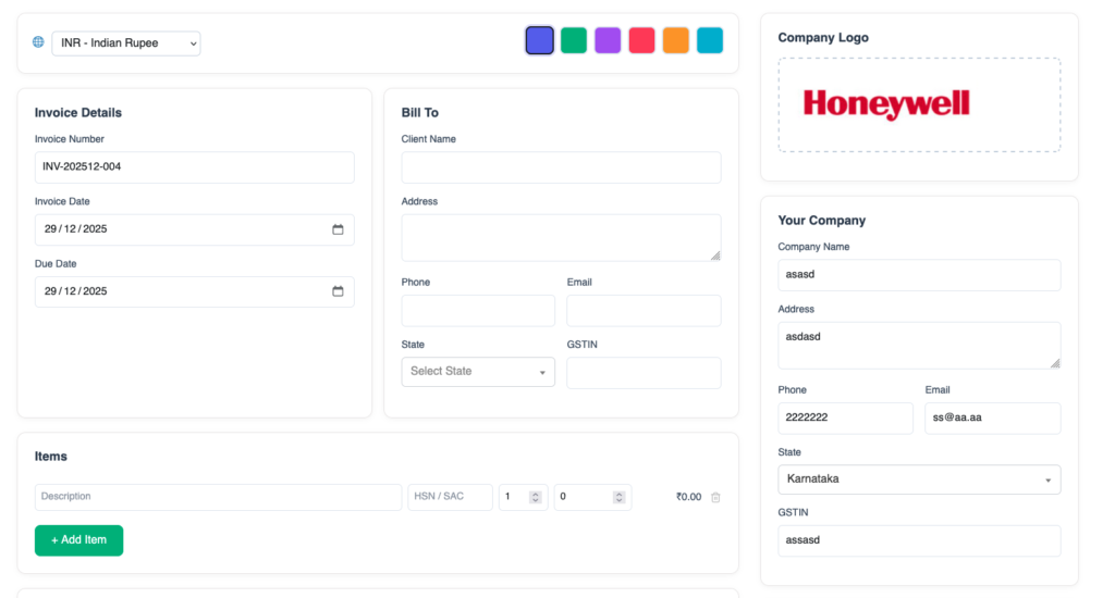 omnitools Invoice Generator