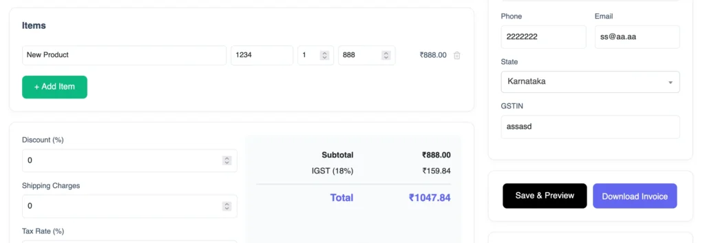 preview and download invoice in free online invoice generator