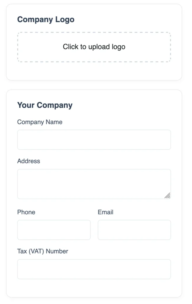 save business information to free online invoice generator